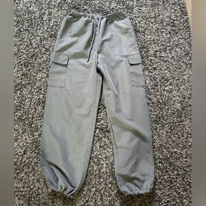 Women’s grey parachute pants with Drawstring Waist